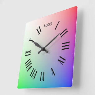 Gepersonaliseerd Logo Photo Noon Hour, kleurrijke Vierkante Klok