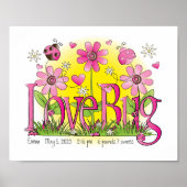 Gepersonaliseerd Love Bug Lady Bug Girls Room Art Poster (Voorkant)