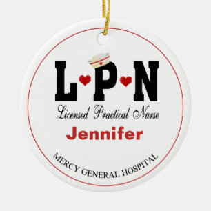 Gepersonaliseerd lpn zurse keramische keramiek keramisch ornament
