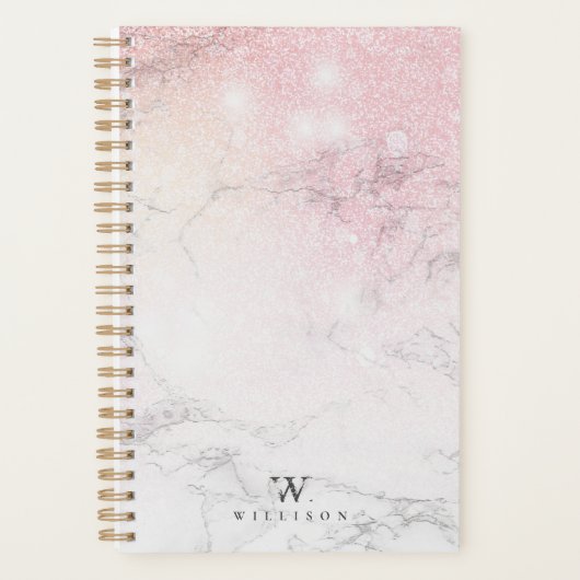 Gepersonaliseerd Luxe Marmeren Glitter ontwerp Planner (Voorkant)