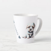 Gepersonaliseerd Maltees Puppy Hondennaam Jouw tek Latte Mok (Rechterhoek)