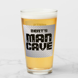 Gepersonaliseerd Man Cave Diamondplate Beer Glass Glas
