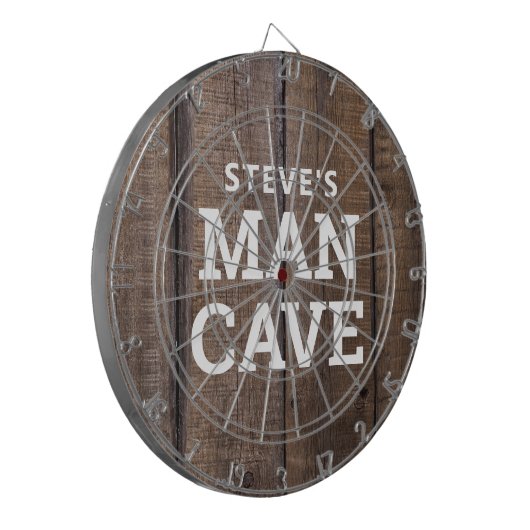 Gepersonaliseerd Man Grot Rustiek Hout Land Dartbord (Voorkant Links)