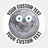 Gepersonaliseerd Man in de Moon Custom Happy Face  Ronde Sticker (Voorkant)