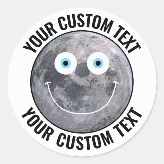 Gepersonaliseerd Man in de Moon Custom Happy Face  Ronde Sticker (Voorkant)