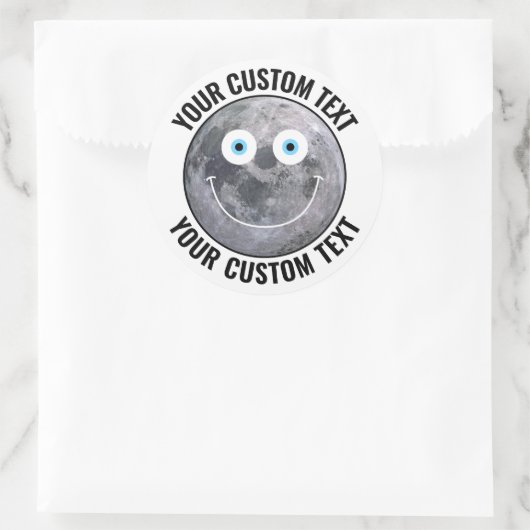 Gepersonaliseerd Man in de Moon Custom Happy Face  Ronde Sticker (Tas)