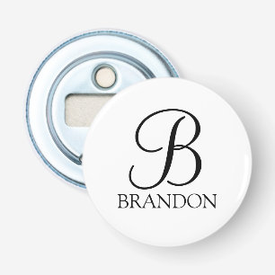 Gepersonaliseerd Manuscript Monogram en Naam Button Flesopener