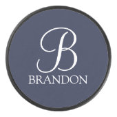 Gepersonaliseerd Manuscript Monogram en Naam Hockey Puck (Voorkant)