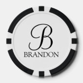 Gepersonaliseerd Manuscript Monogram en Naam Poker Chips (Voorkant)