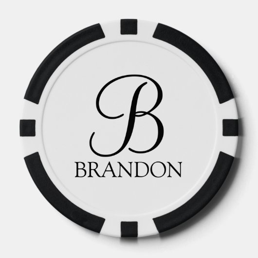 Gepersonaliseerd Manuscript Monogram en Naam Poker Chips (Voorkant)