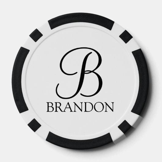 Gepersonaliseerd Manuscript Monogram en Naam Poker Chips (Achterkant)