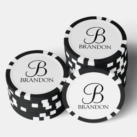 Gepersonaliseerd Manuscript Monogram en Naam Poker Chips (Opstapeling)