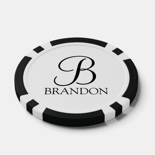 Gepersonaliseerd Manuscript Monogram en Naam Poker Chips (Enkel)