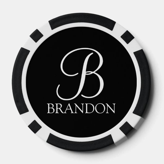 Gepersonaliseerd Manuscript Monogram en Naam Poker Chips (Achterkant)