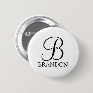 Gepersonaliseerd Manuscript Monogram en Naam Ronde Button 5,7 Cm