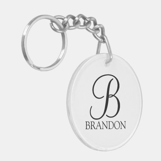 Gepersonaliseerd Manuscript Monogram en Naam Sleutelhanger (Voorkant Links)