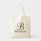 Gepersonaliseerd Manuscript Monogram en Naam Tote Bag (Voorkant)