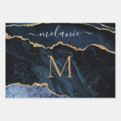 Gepersonaliseerd marineblauw goud inpakpapier (Voorkant)