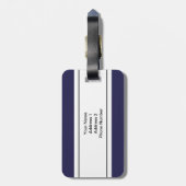Gepersonaliseerd marineblauw wit monogram bagagelabel (Achterkant verticaal)