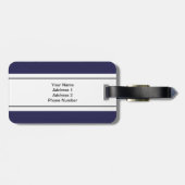 Gepersonaliseerd marineblauw wit monogram bagagelabel (Achterkant horizontaal)