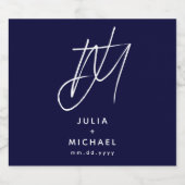 Gepersonaliseerd marinemonogram sparkling wijnetiket (Enkel label)