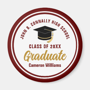 Gepersonaliseerd Maroon Gold Graduation Party Magneet
