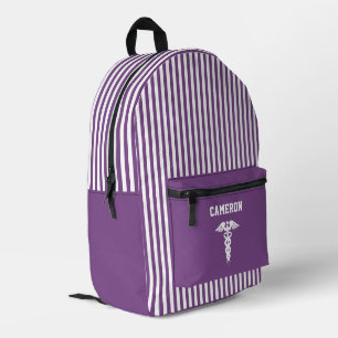Gepersonaliseerd medisch symbool Mauve Paarse stre Bedrukte Rugzak