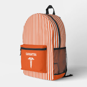 Gepersonaliseerd medisch symbool Oranje strepen Bedrukte Rugzak