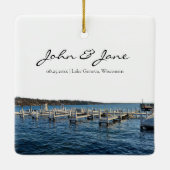 Gepersonaliseerd meer van Genève Wisconsin Keramisch Ornament (Achterkant)