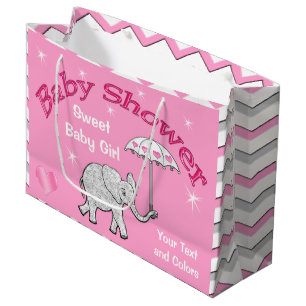 Gepersonaliseerd meisje Baby shower Elephant Gift Groot Cadeauzakje