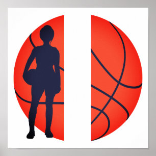 Gepersonaliseerd meisje Basketball Split Monogram Poster