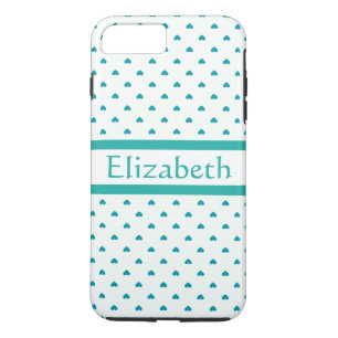 Gepersonaliseerd Meisje Blauwgroen & Wit Hart met iPhone 8 Plus / 7 Plus Hoesje