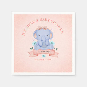Gepersonaliseerd meisje Blue Elephant Coral Servet