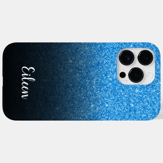 Gepersonaliseerd meisje Blue Glitter Black Ombre Case-Mate iPhone Case (Achterkant (horizontaal))