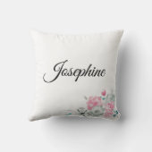 Gepersonaliseerd meisje | Boho-Waterverf bloemen Kussen (Achterkant)