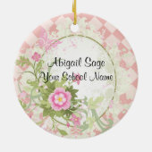 Gepersonaliseerd meisje en bloemen Afstuderen Kers Keramisch Ornament (Achterkant)