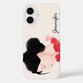 Gepersonaliseerd Meisje in Rood iPhone 16 Hoesje