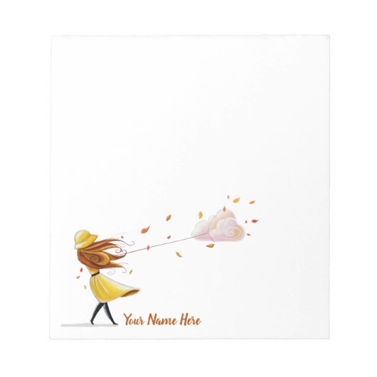 Gepersonaliseerd meisje met cloud notitieblok (Voorkant)