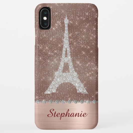 Gepersonaliseerd meisje Paris Diamond Roos Gold Case-Mate iPhone Case (Achterkant)