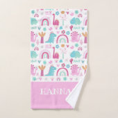 Gepersonaliseerd meisje Power Dinosaur Bad Handdoek (Handdoek)