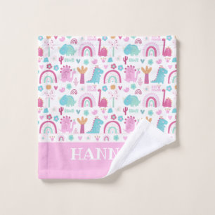 Gepersonaliseerd meisje Power Dinosaur Bad Handdoek