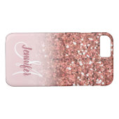 Gepersonaliseerd meisje Roos Gold Glitter Monogram Case-Mate iPhone Case (Achterkant (Horizontaal))