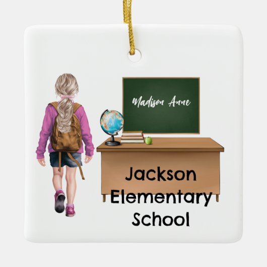 Gepersonaliseerd meisjes school kerst ornament (Voorkant)