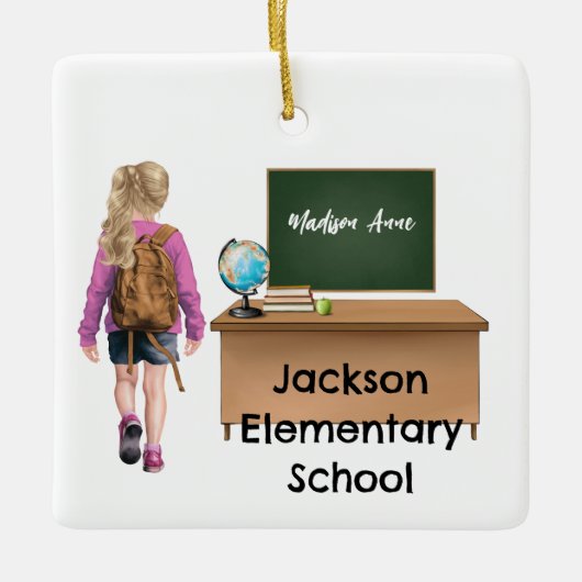 Gepersonaliseerd meisjes school kerst ornament (Voorkant)