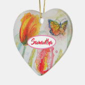 Gepersonaliseerd meisjesnaam Tulip Floral Ornament (Links)