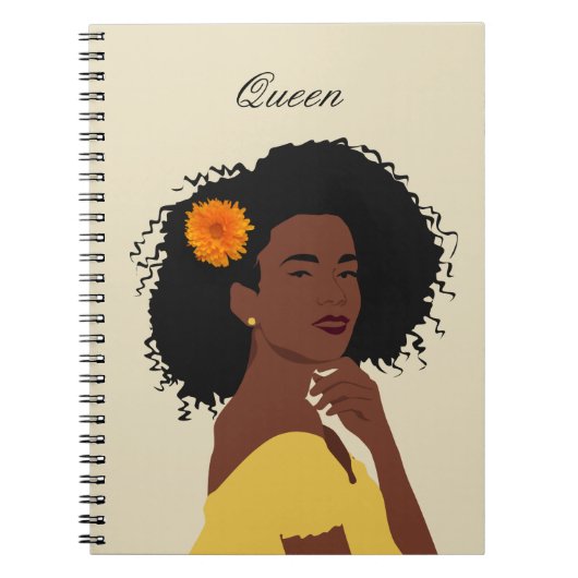 Gepersonaliseerd Melanin African American Queen No Notitieboek (Voorkant)