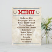 Gepersonaliseerd menu Cowboy Hoedown Party (Staand voorkant)