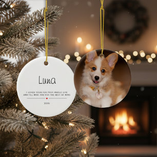 Gepersonaliseerd met foto en naam van huisdier keramisch ornament