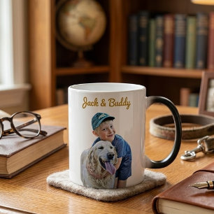 Gepersonaliseerd met foto van hond en eigenaar magische mok