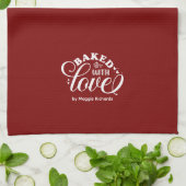 Gepersonaliseerd met Love Red Baking Kitchen Towe Theedoek (Gevouwen)